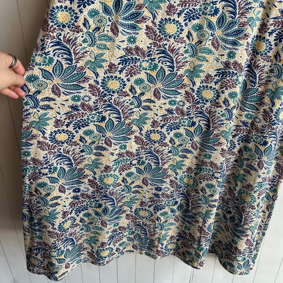 Peruvian Connection size XXL tee shirt midi dress cream blue floral house dress - Picture 5 of 12